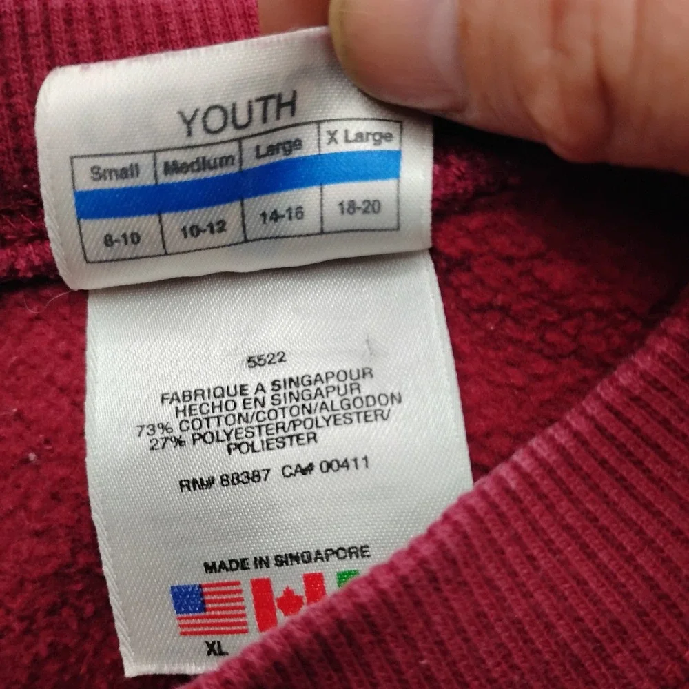 Adidas Mens Maroon Red Crewneck Sweatshirt XL Vintage 90s Yellow Stripes